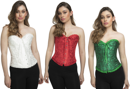 Ladies Lace Corset Adults Fancy Dress Burlesque Sexy Satin Coreset Ladies