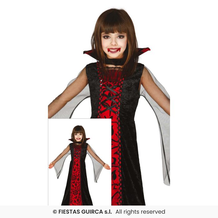 Vampire Countess Girls Vampiress Halloween Fancy Dress Costume Age 3-12