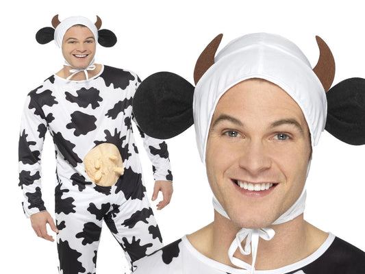 Black White Cow Jumpsuit Udders Adults Ladies Unisex Mens Fancy Dress Outfit