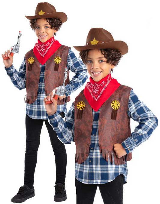 Kids Western Cowboy Kit Wild West Boys Fancy Dress Instant Kit Kids Outfit