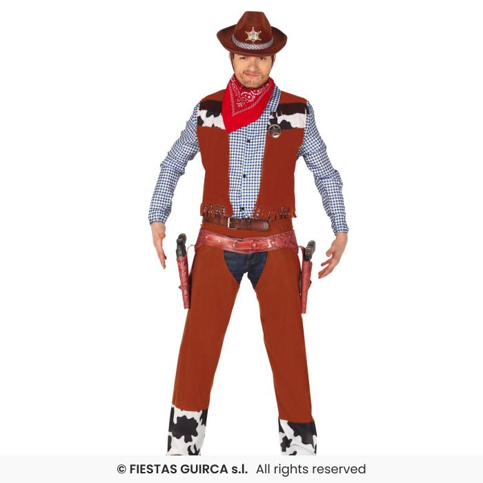 Mens Cowboy Fancy Dress Costume Western Rodeo Outfit Adults Wild West M-XL