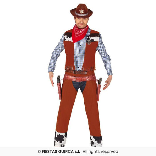 Mens Cowboy Fancy Dress Costume Western Rodeo Outfit Adults Wild West M-XL
