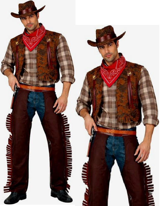 Western Cowboy Men's Wild West Rodeo Outfit Adults Fancy Dress Costume