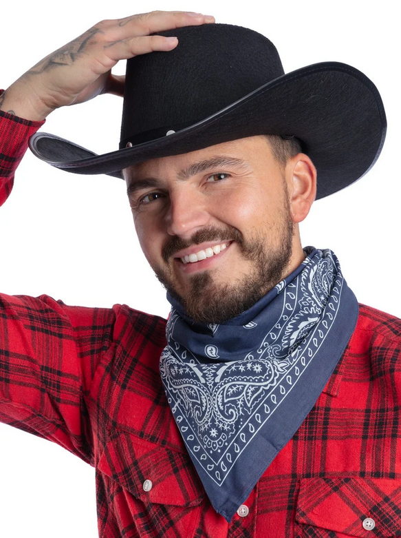 Cowboy Bandana Neckscarf Adults Blue Wild West Fancy Dress Costume Accessory