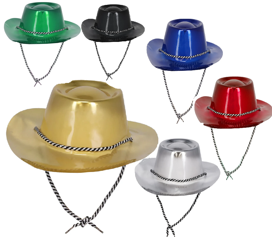 Cowboy Hat Adults Wild West Rodeo Fancy Dress Hat Western Adults Metallic