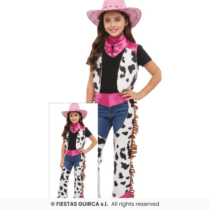 Pink Rodeo Cowgirl Costume Western Cowboy Fancy Dress Outfit Age 5-12