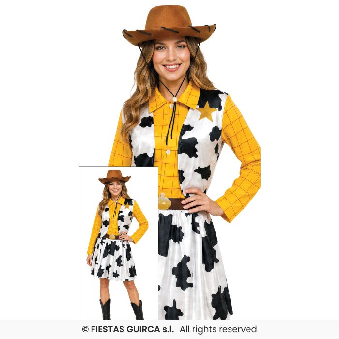 Yellow Cowgirl Costume Western Rodeo Wild West Ladies Cowboy Fancy Dress UK 8-16