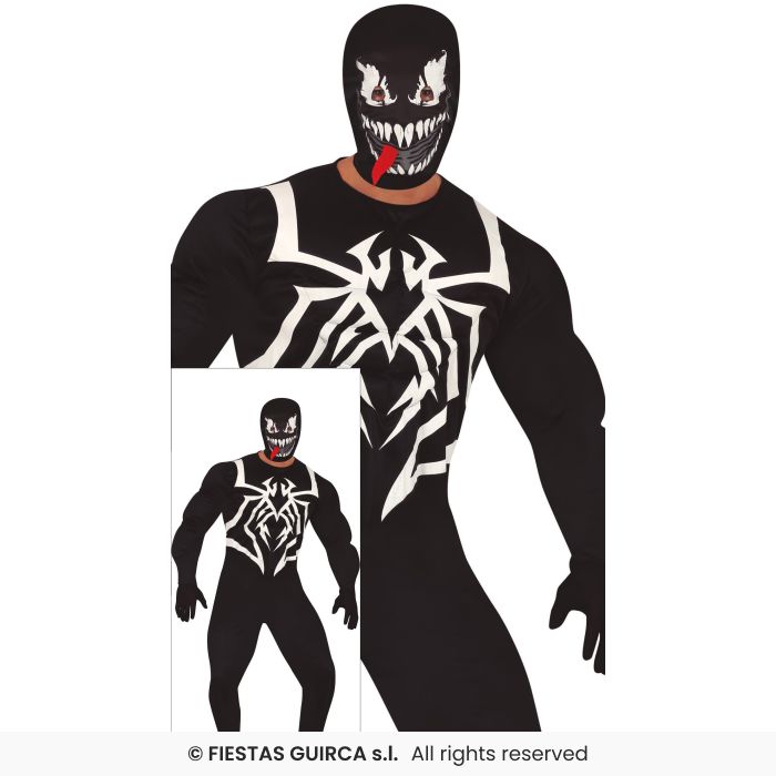 Creepy Super Hero Mens Halloween Padded Muscle Chest Spider Hero Fancy Dress