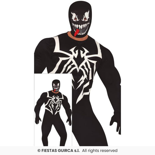 Creepy Super Hero Mens Halloween Padded Muscle Chest Spider Hero Fancy Dress