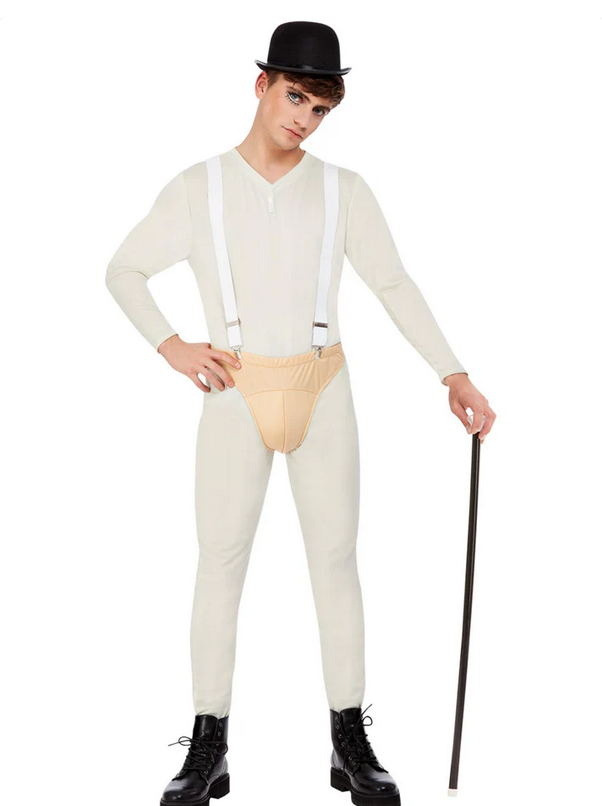 Cult Classic Costume White Clock Work Mens Fancy Dress Outfit Medium Large
