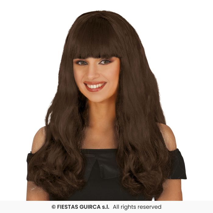 Ladies Long Curly Wig With Fringe Colour Fancy Dress Wig Adults