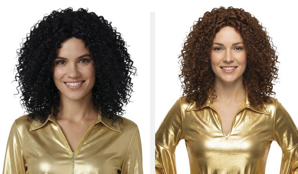 Brown Or Black Curly Wig Tight Curl Ladies Fancy Dress Accessory Adults