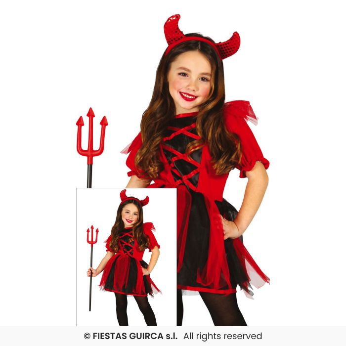 Cute Girls Devil Costume Halloween Devils Fancy Dress Outfit + Headband Age 3-12