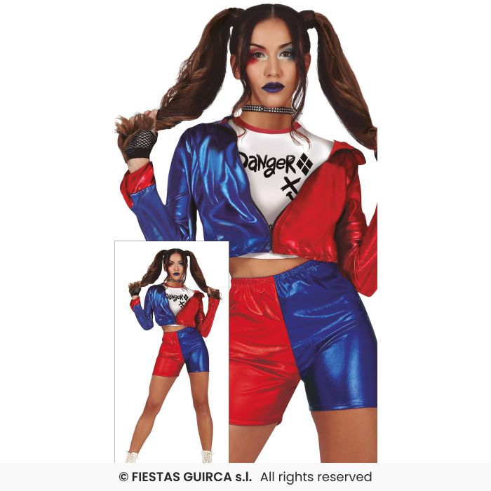 Sexy Dangerous Girls Ladies Harlequin Fancy Dress Costume Halloween Outfit UK 8-18