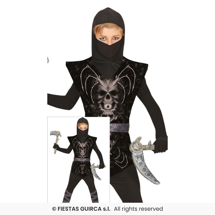 Halloween Dark Ninja Costume Fancy Dress Kids Outfit Martial Arts Fighter Age 3-12