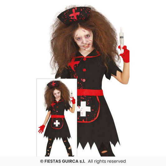 Girls Zombie Nurse Costume Kids Halloween Fancy Dress Nurses Outfit Age 3-12