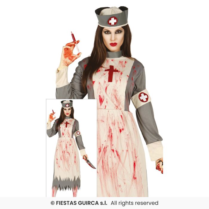 Dead Nurse Ladies Halloween Wartime Traditional Nurse Fancy Dress Costume