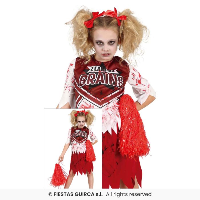 Deluxe Zombie Cheerleader High School Sports American Fancy Dress Kids Age 3-12