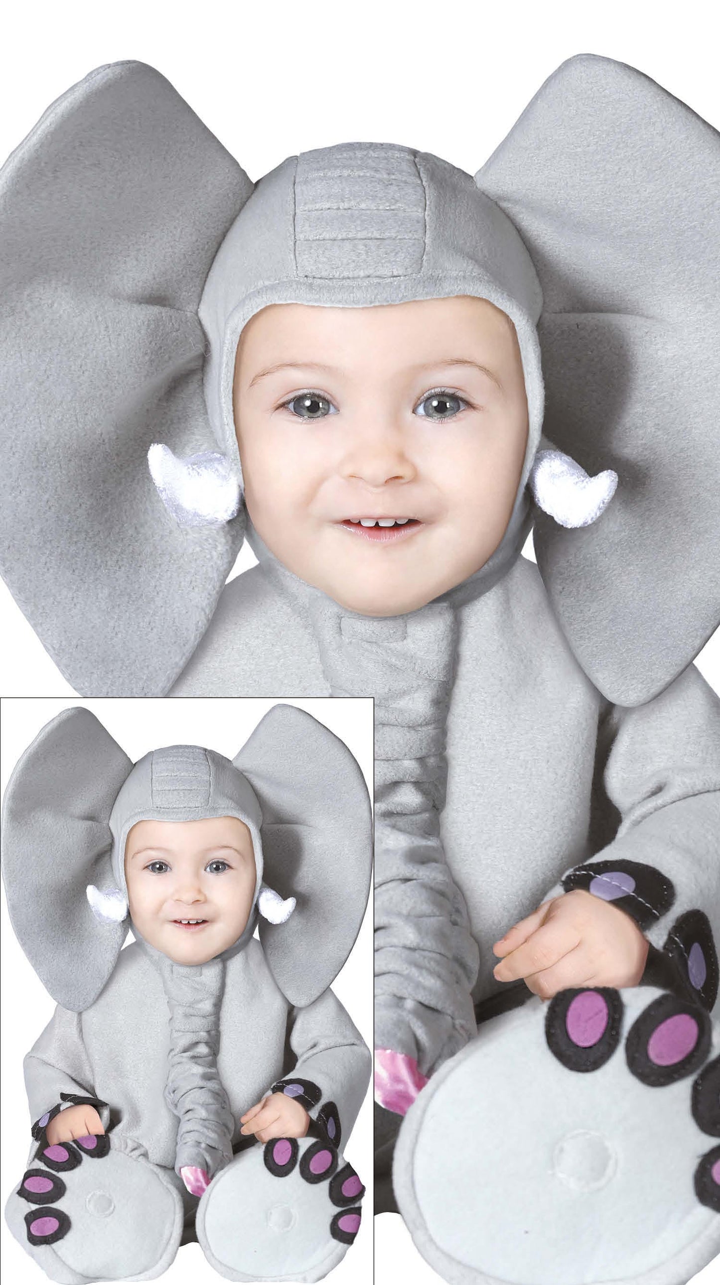 Zoo Animal Costume Toddlers Deluxe Elephant Fancy Dress Outfit Age 1-3