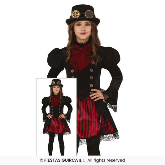 Deluxe Gothic Girl Steam Punk Victorian Fancy Dress Costume Girls Age 3-12