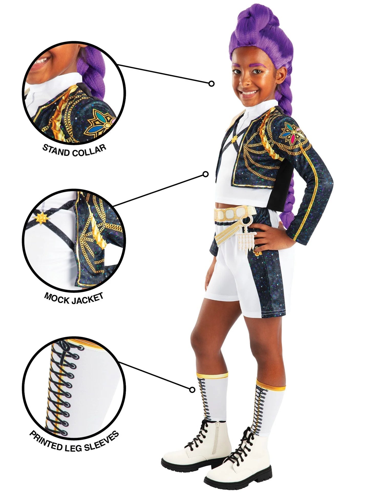 Kpop Official Golden Rumi Deluxe Girls Halloween Fancy Dress Popstar Demon Hunter