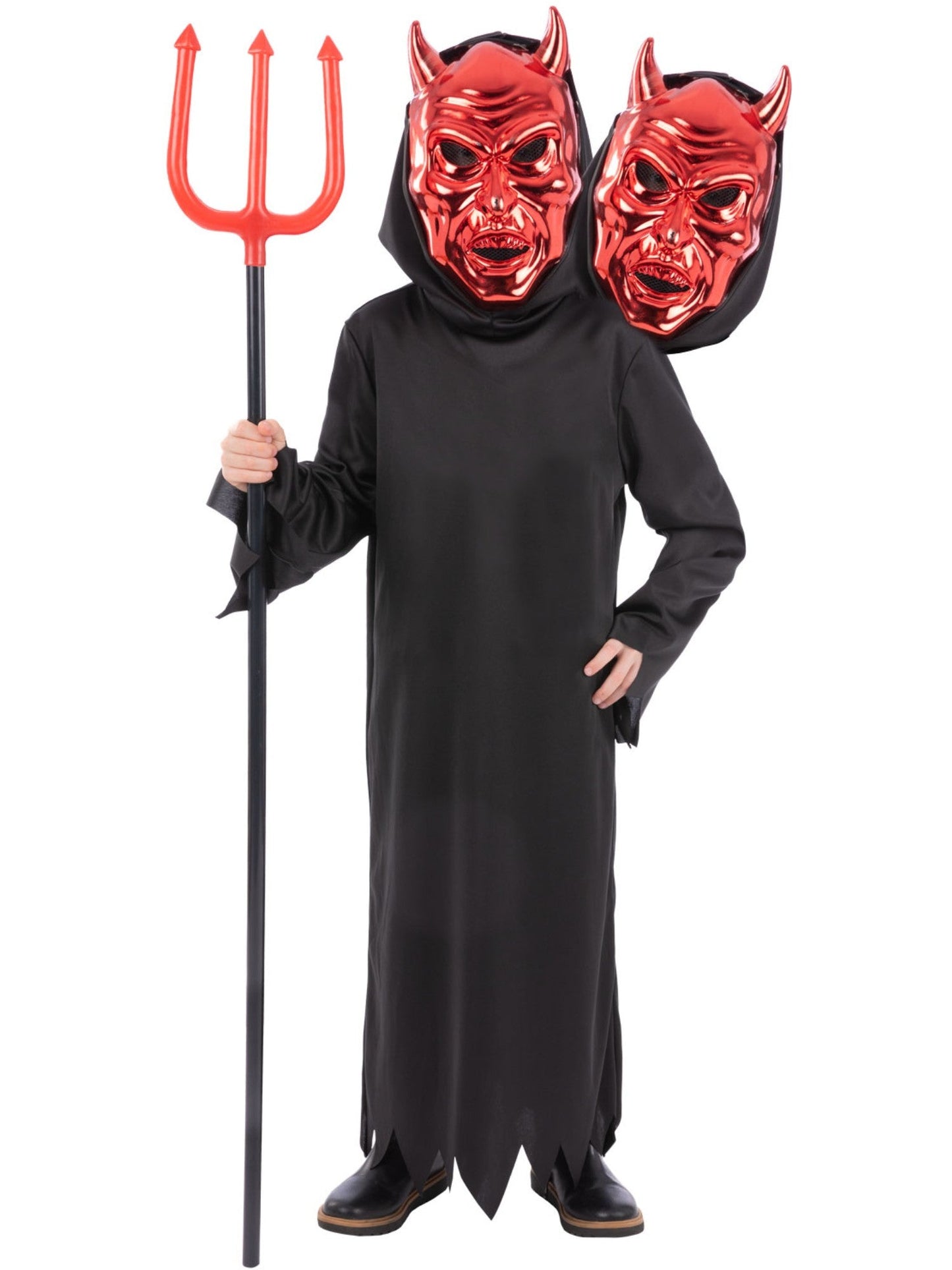 2 Headed Demon Reaper Kids Halloween Fancy Dress Boys Girls 2 Head Mask