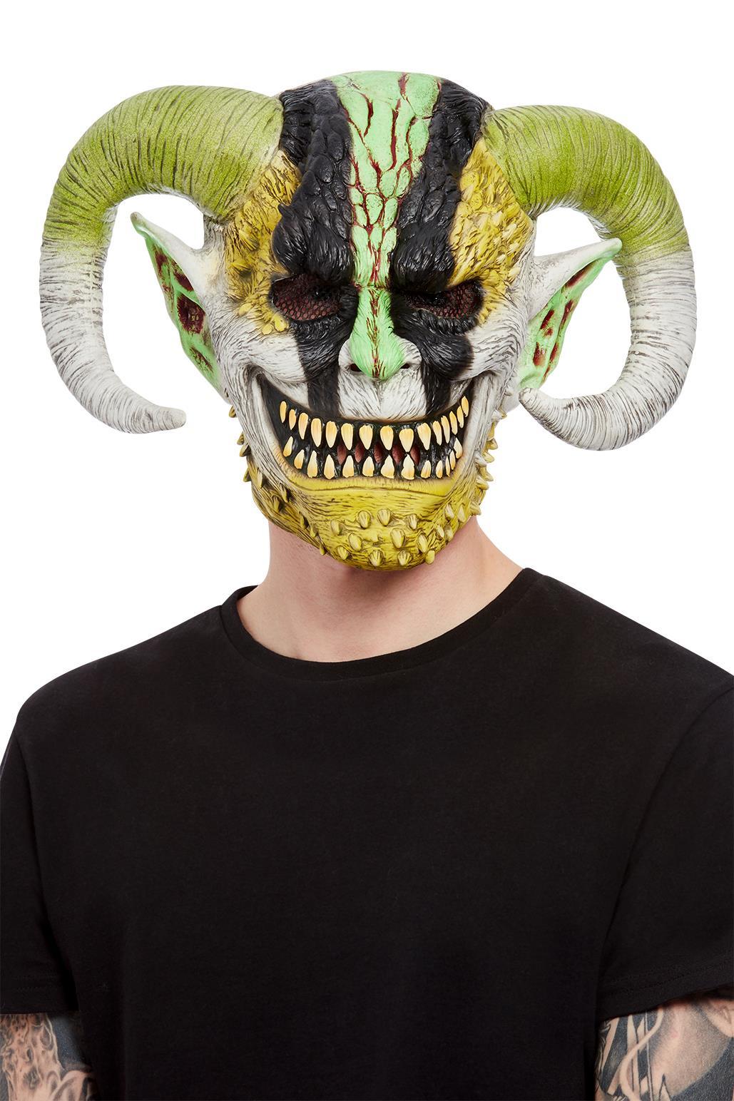 Horned Demon Overhead Mask, Latex