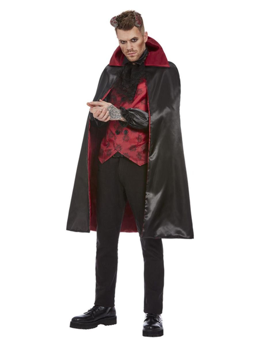 Devil Costume Mens Halloween Vampire Devil Fancy Dress Costume + Horns