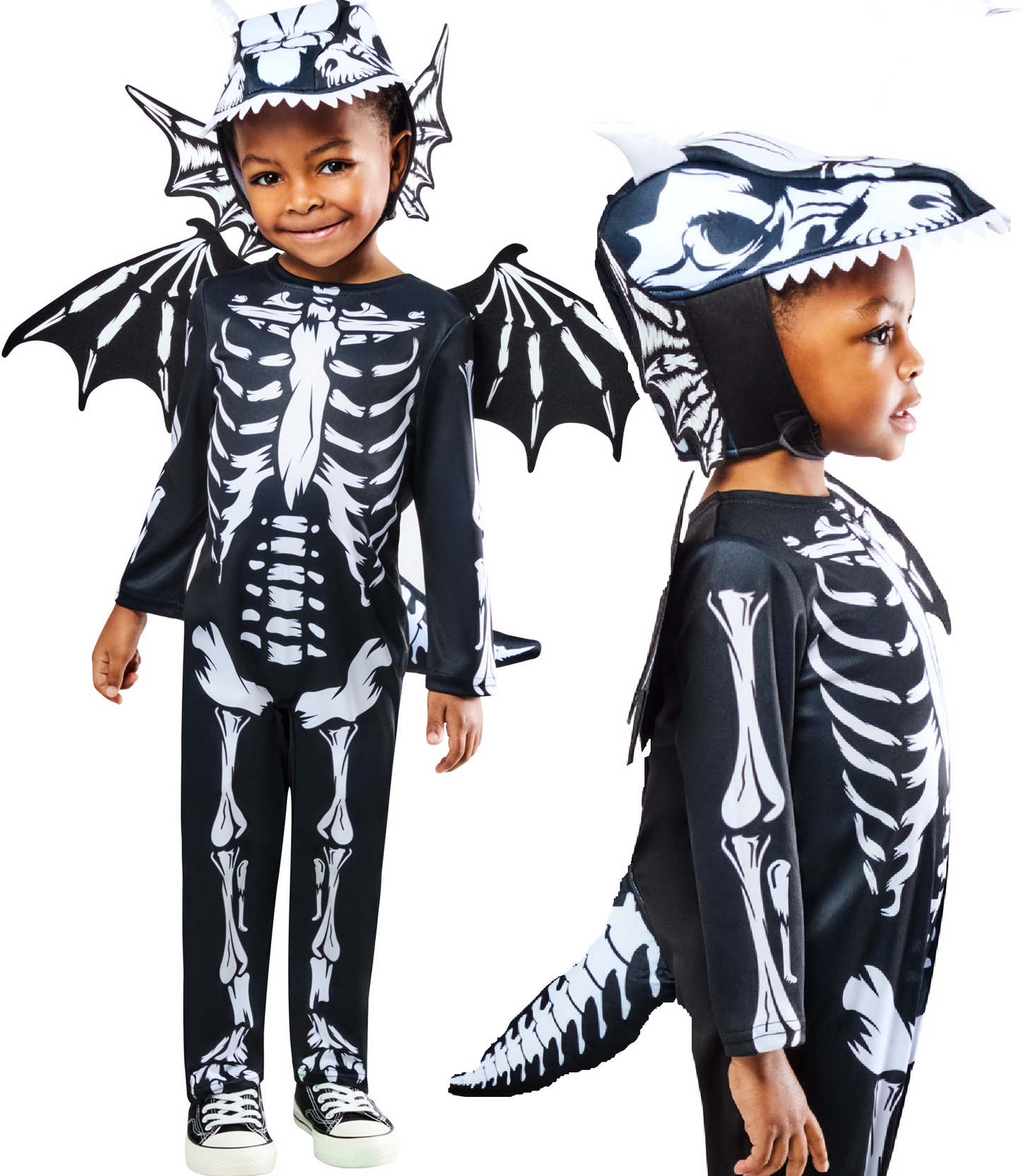 Skeleton Dragon Costume Halloween Boys Girls Fancy Dress Outfit Toddler Age 2-8