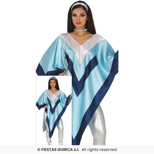 Disco Poncho Adults 70s Fancy Dress Costume Eurovision Mamma Mia Outfit