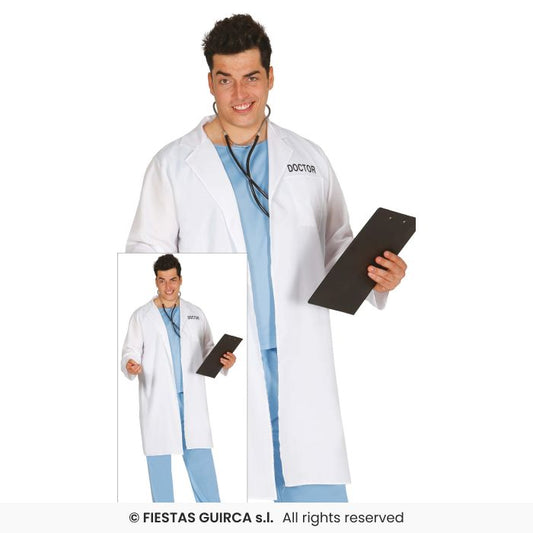 Mens Dr Shots Costume Surgerons Doctors Coat Fancy Dress Outfit Adults M-XL