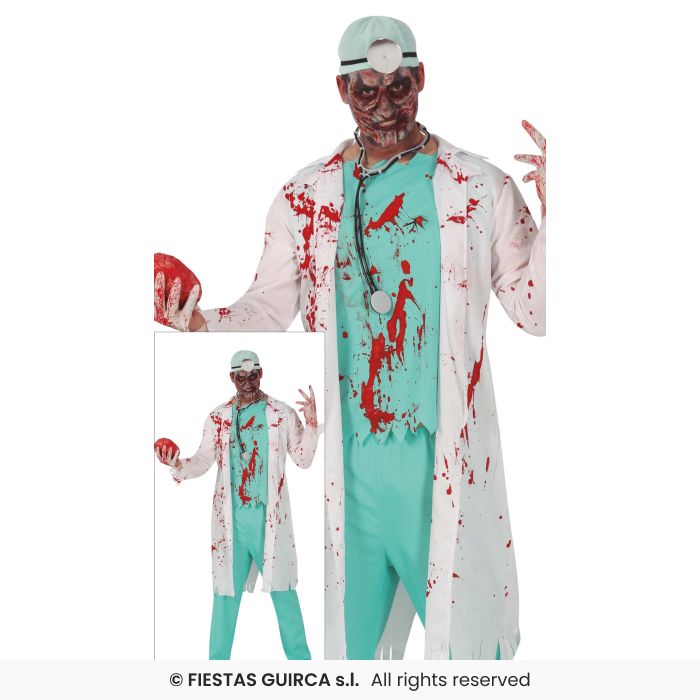 Deluxe Doctor Zombie Mens Halloween Scrub Nurse Fancy Dress Costume Adults