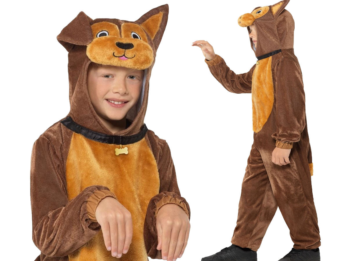 Child Dog Costume Brown Book Day Girls Boys Puppy Fancy Dress Outfit Kids