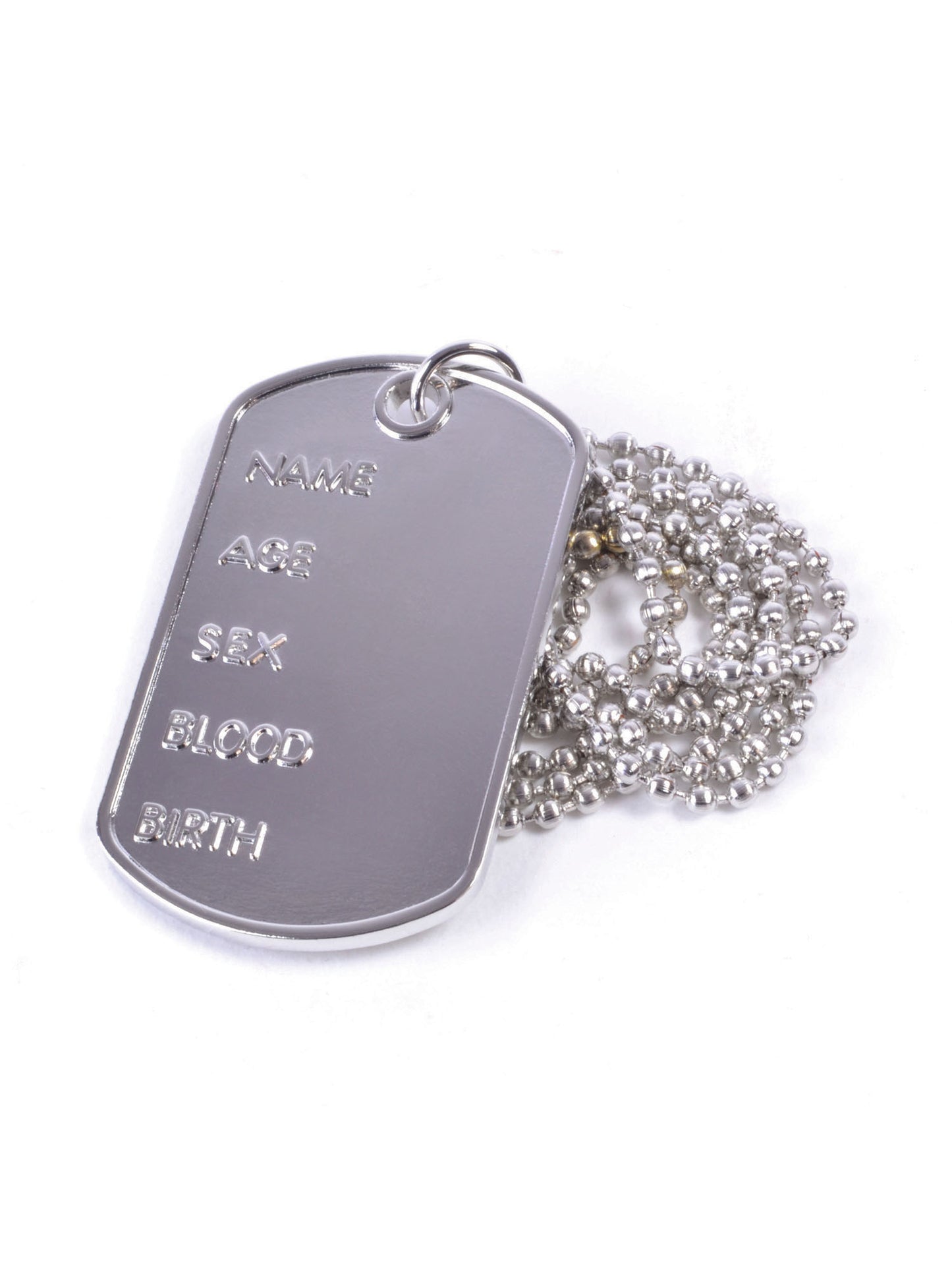 Dog Tags Army Necklace Chain Silver Adults Fancy Dress Accessory Kids Dog Tag