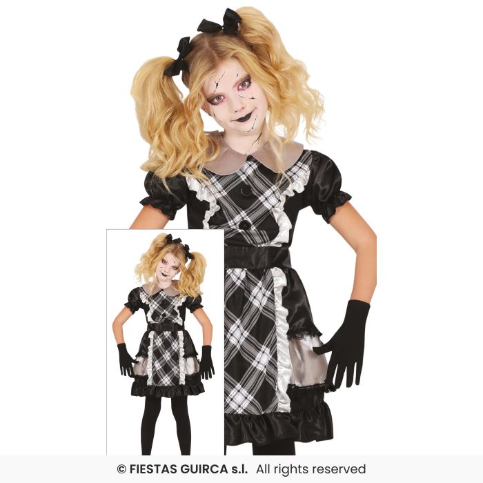 Porcelain Doll Girls Halloween Fancy Dress Costume Zombie Doll Girls Outfit Age 3-12