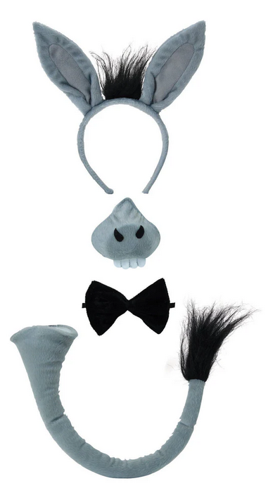 Donkey Set Childrens Fancy Dress Nose Book Day Accessory Adults Kids Set