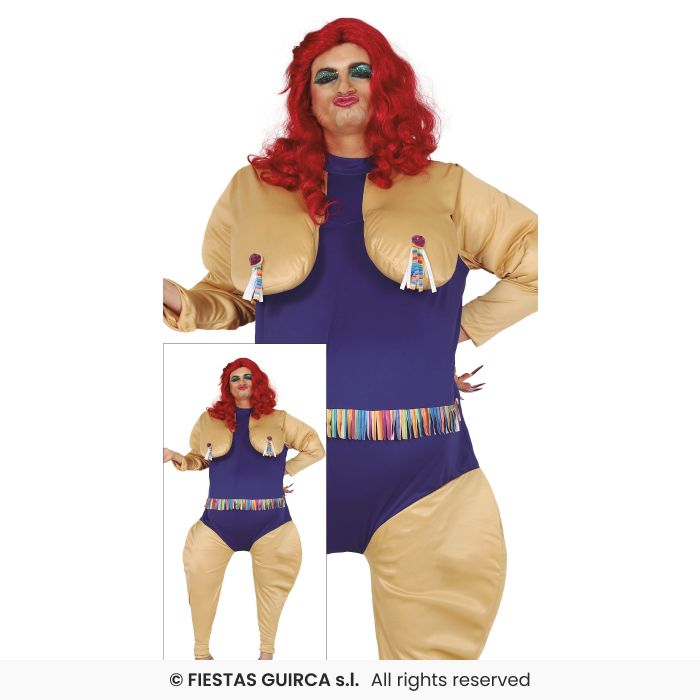 Funny Big Drag Costume Mens Stag Night Drag Queen Fancy Dress Outfit M-L