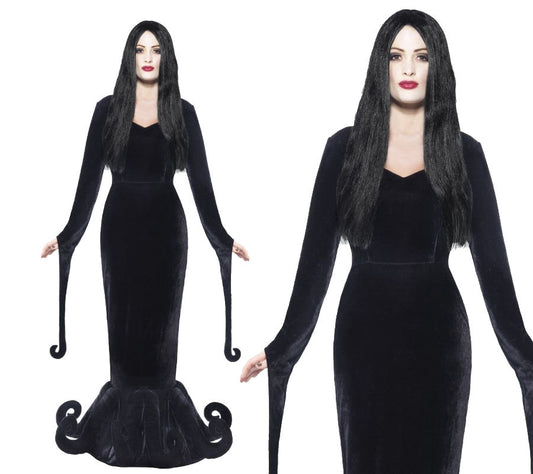 Morticia Costume Adult Duchess of the Manor Halloween Fancy Dress S-L