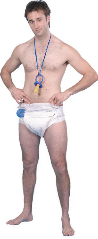 Adults Stag Night Giant Nappy With Pin + Dummy Tit Baby Kit Fancy Dress