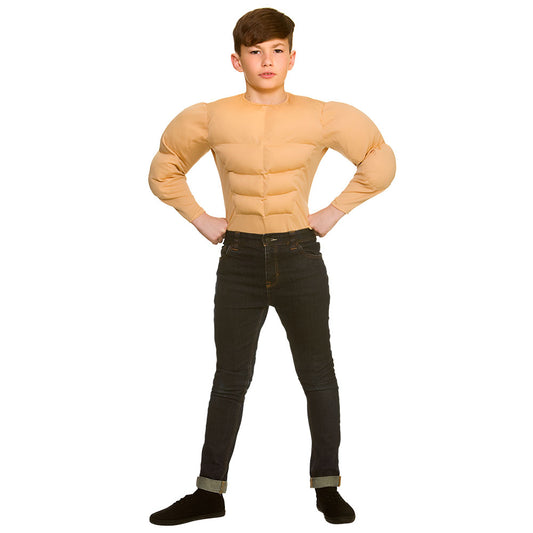Childrens Muscle Man Fancy Dress Accessory Padded Chest Boys Hulk