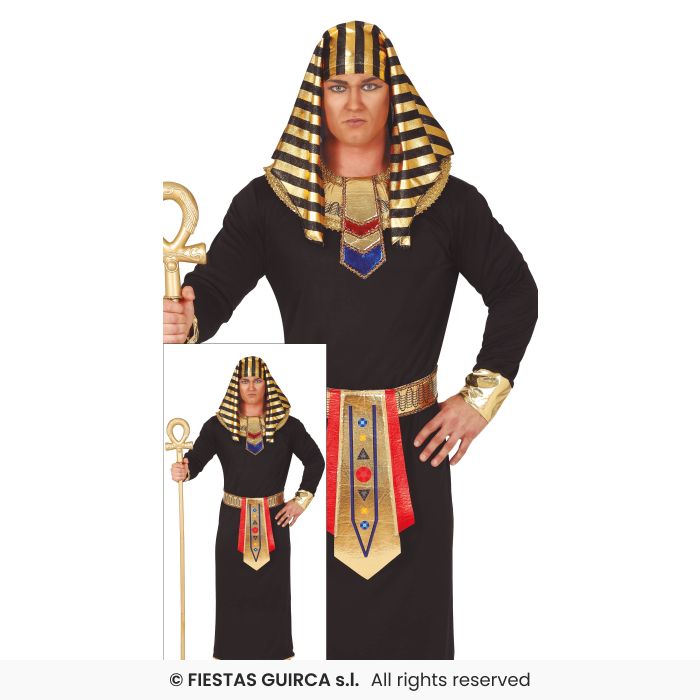 Red & Black Egyptian Pharaoh Mens Costume Adults Fancy Dress Outfit Historical M-XXL