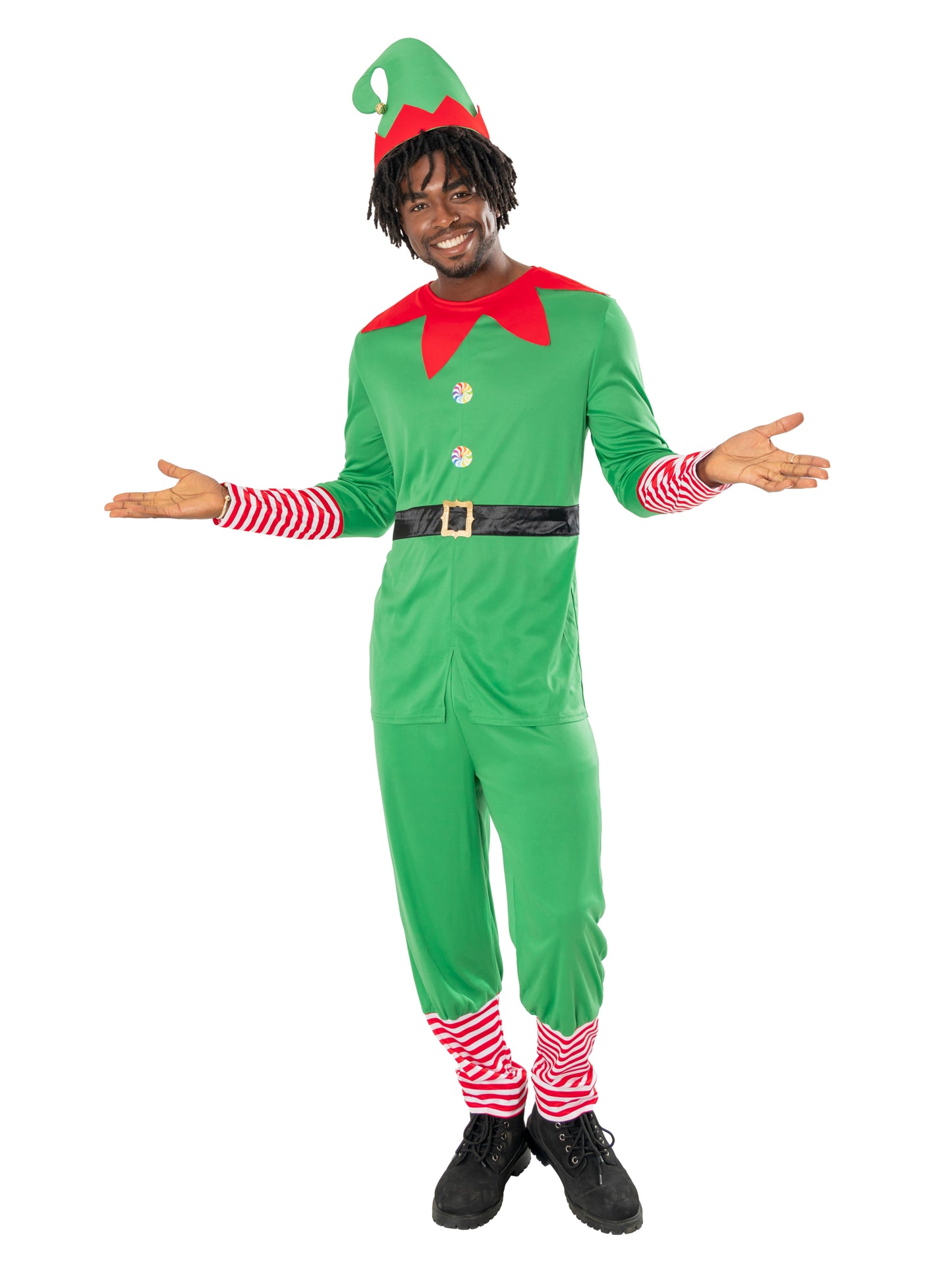 Adults Elf Costume Mens Ladies Christmas Elf Santas Helper Fancy Dress