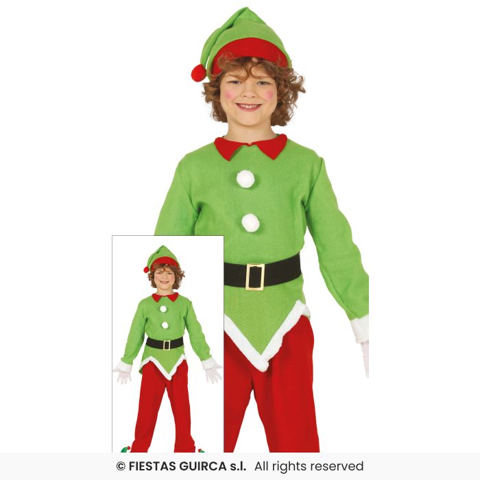 Green Elf Costume Kids Christmas Novelty Fancy Dress Costume Santas Helper Age 3-12