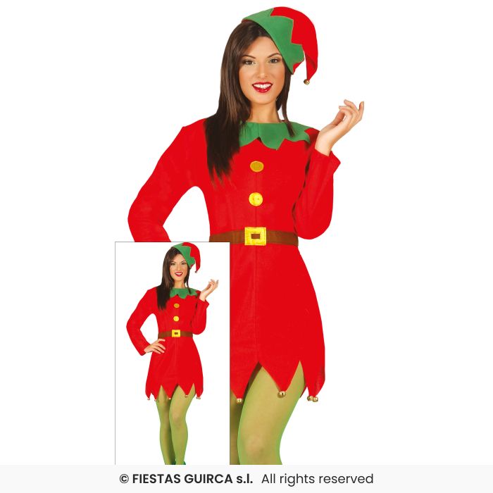 Ladies Elf Costume Christmas Santas Helper Fancy Dress Outfit Adults UK 8-16