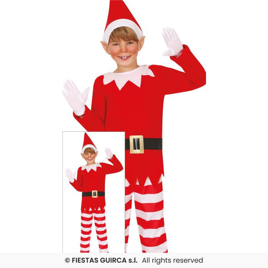 Red Naughty Elf Kids Christmas Nativity Play Fancy Dress Costume Age 3-12
