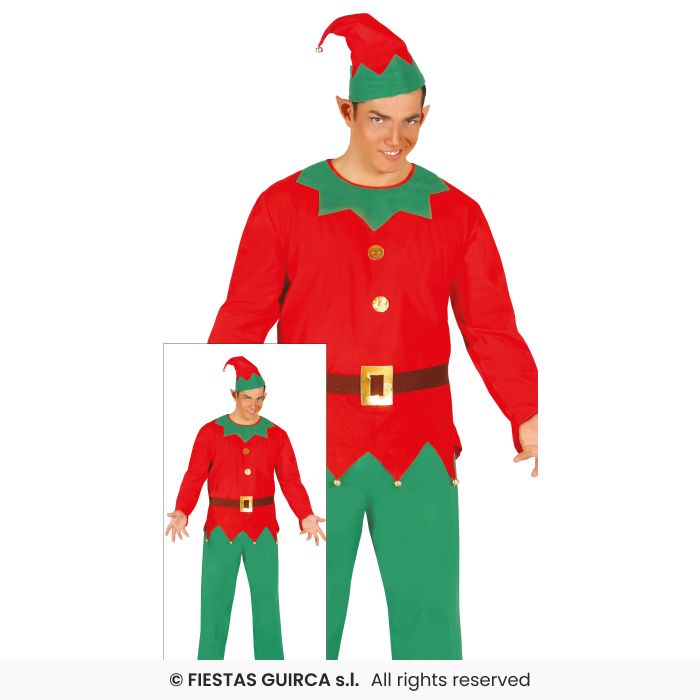 Elf Mens Fancy Dress Costume Adults Outfit Santas Helper Christmas Outfit