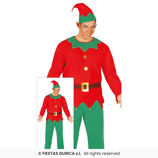 Elf Mens Fancy Dress Costume Adults Outfit Santas Helper Christmas Outfit