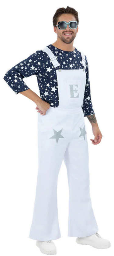 Elton John Dungarees Costume Adults Music Legend Fancy Dress Outfit
