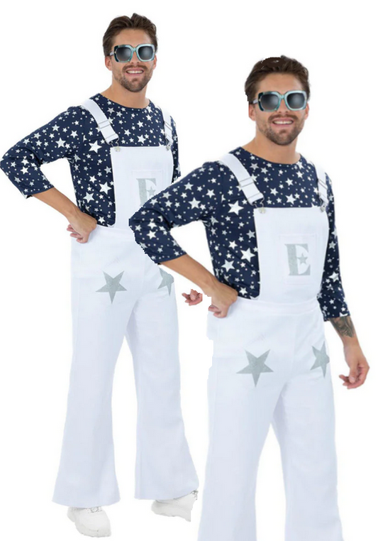 Elton John Dungarees Costume Adults Music Legend Fancy Dress Outfit