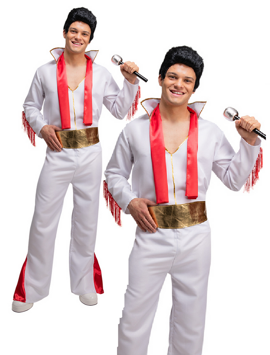 Adult King Of Rock N Roll Presley Pop 1950s New Fancy Dress Costume Male 50s New